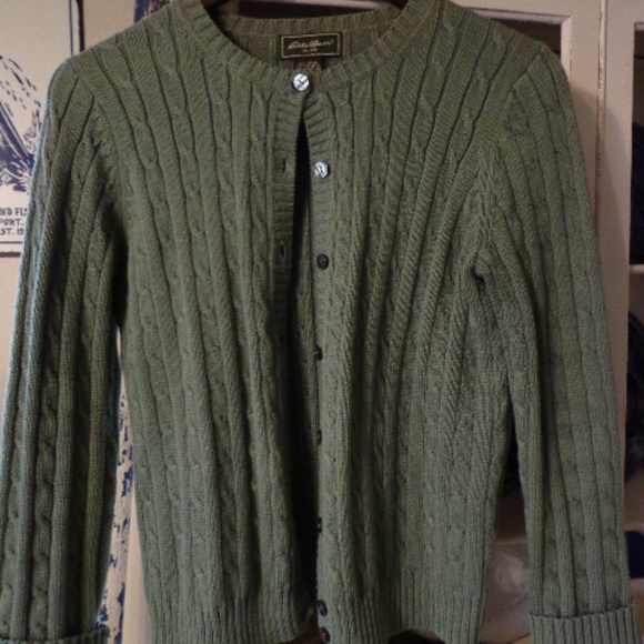 Eddie Bauer Sweaters - Eddie Bauer Cable Knit Sweater Stretch Sz PXS Gree